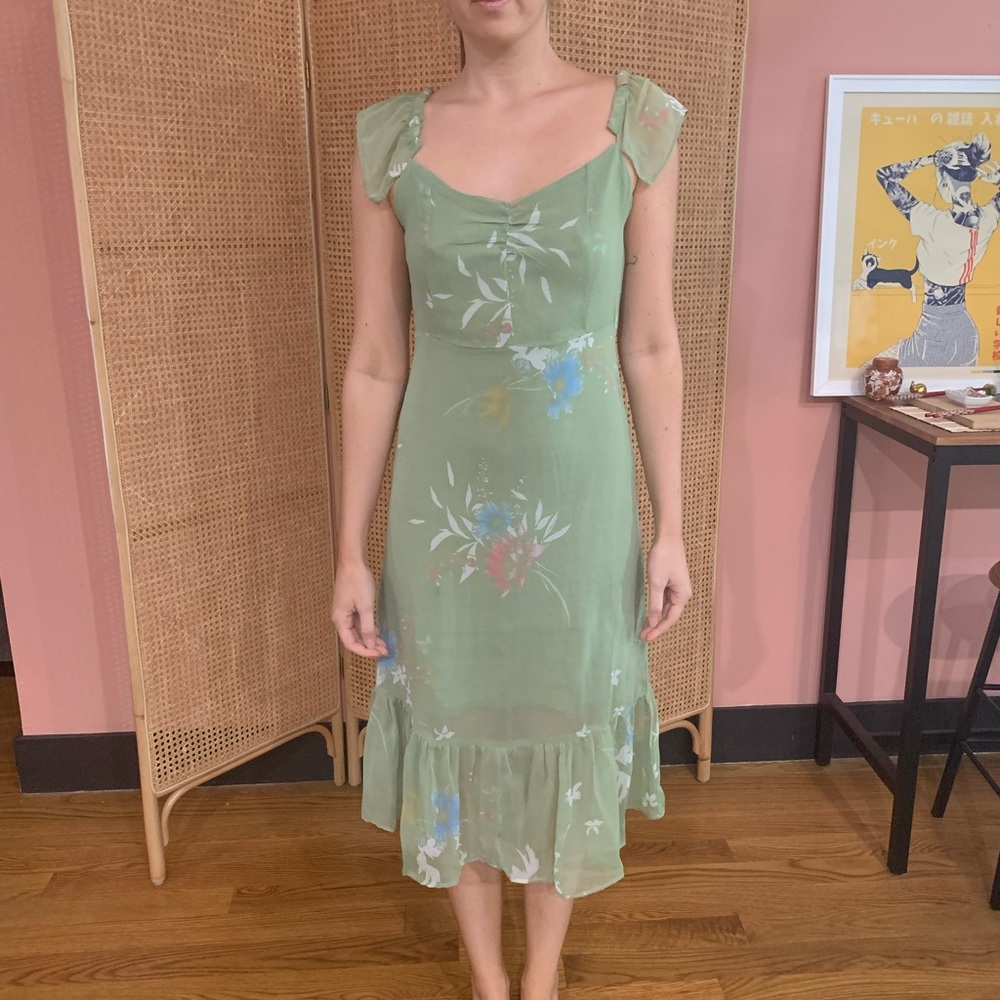 Urban Outfitters Green Floral Dress
